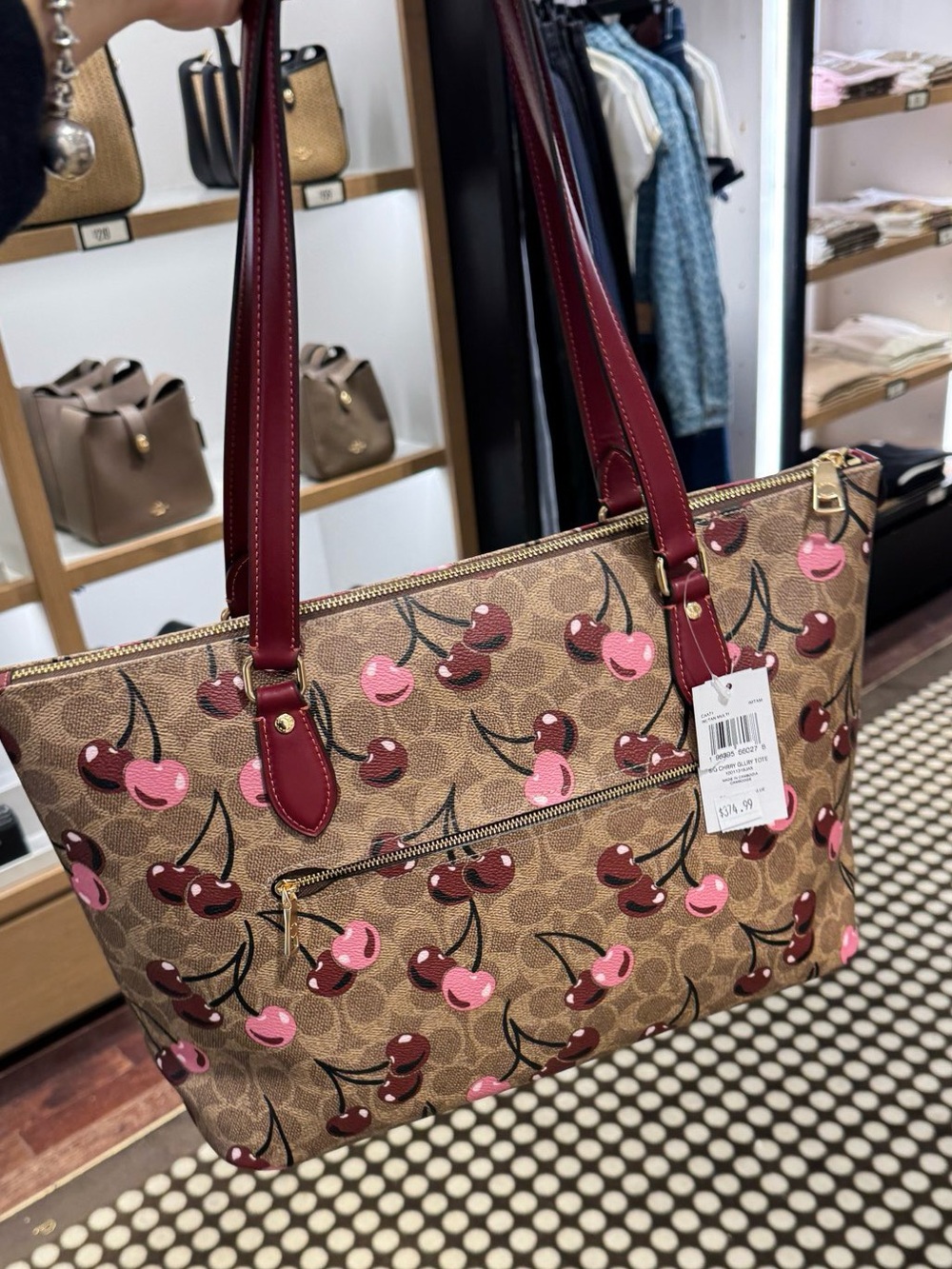 COACH CAA71 Gallery Tote Bag In Signature Canvas With Cherry print - Picture 3 of 7